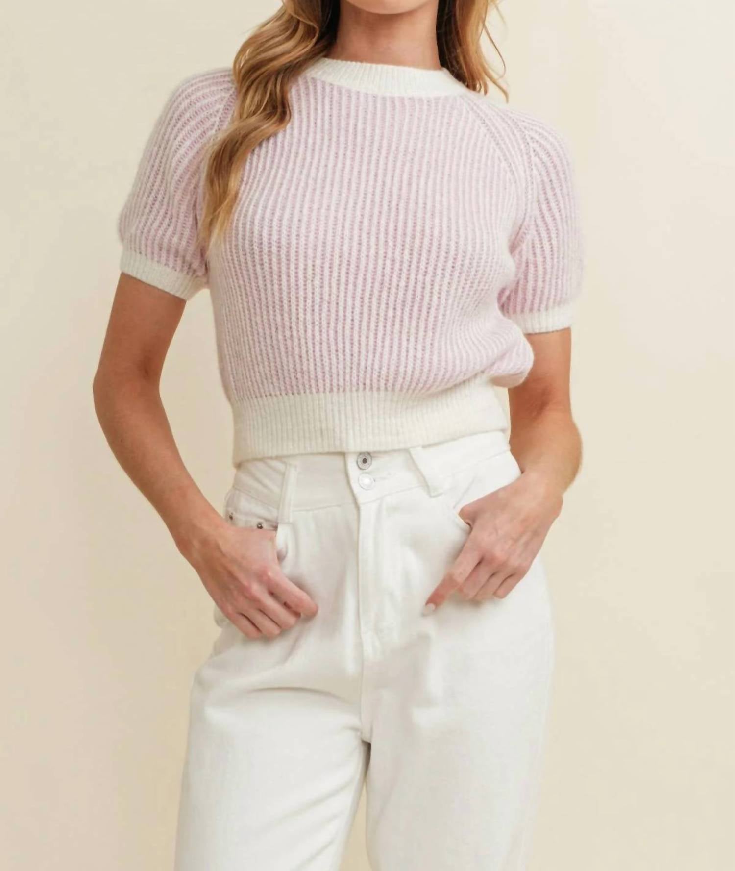 Cloud Ten - Ribbed Short Sleeve Sweater