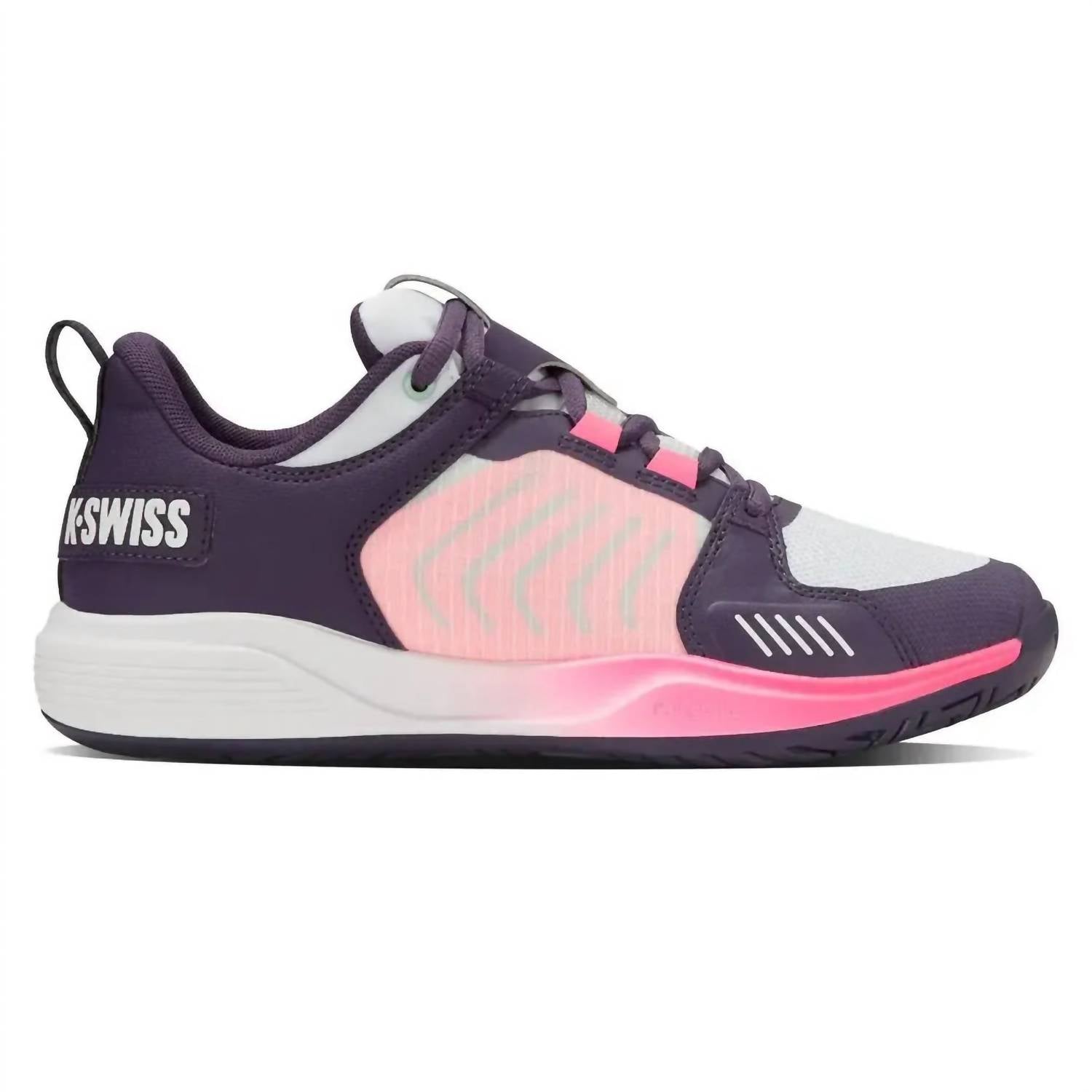 K-Swiss Women's Ultrashot Team Tennis Shoe in purple plumeria white neon pastel pink - women's shoe