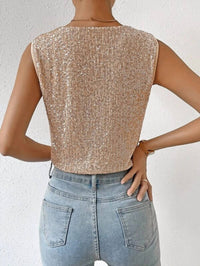 Gilli - Sleeveless Sequined Wrap Bodysuit