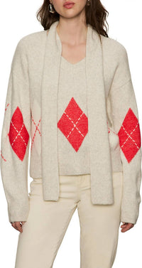 Sanctuary Argyle Scarf Sweater in tulip multi - women's sweater