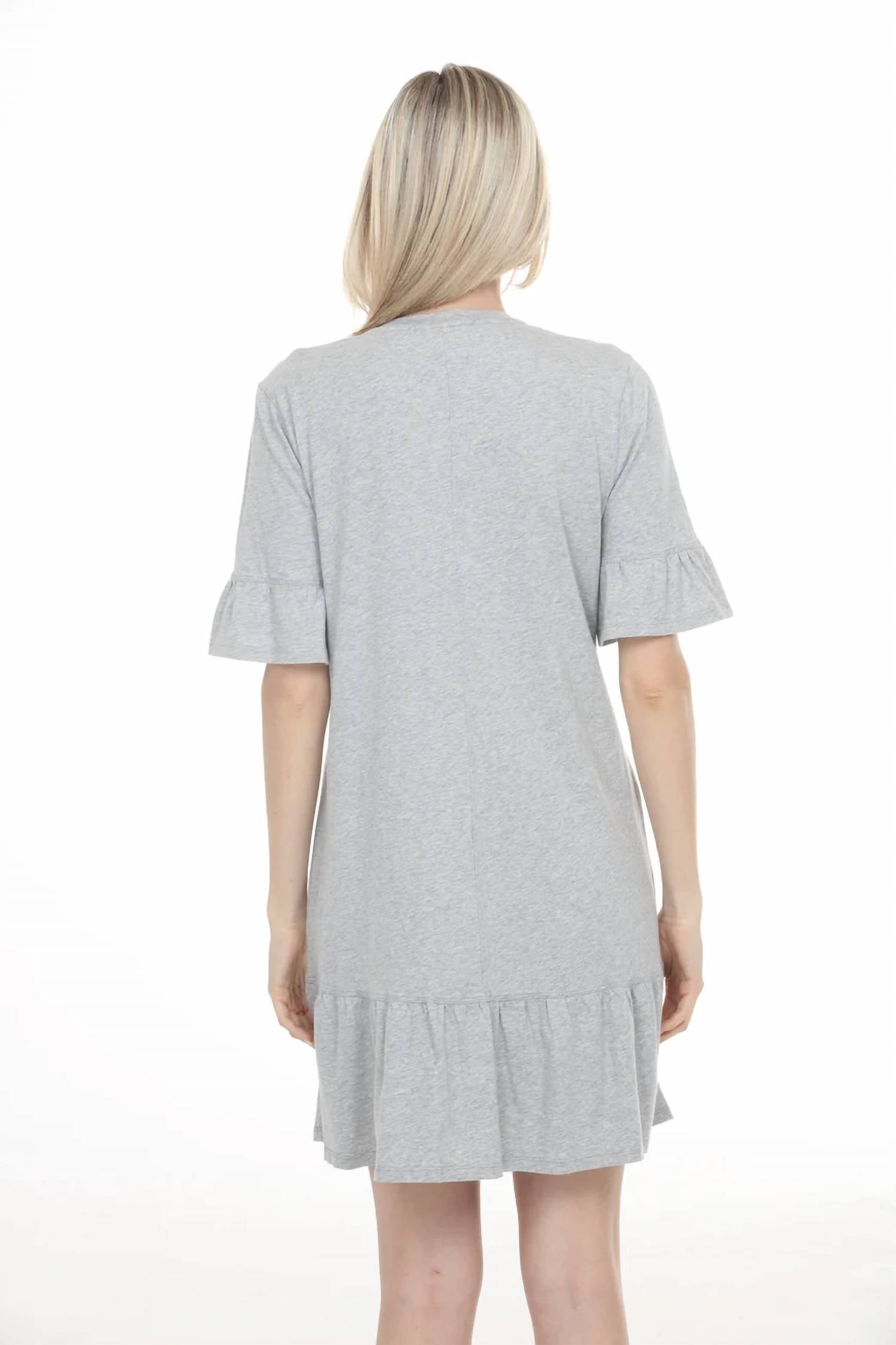 Johnny Was DIINA RUFFLE SLEEVE KNIT DRESS in heather grey - women's dress - alternate view