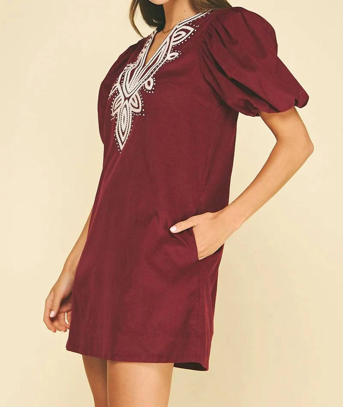 Pinch - Embroidered Corduroy Mini Dress