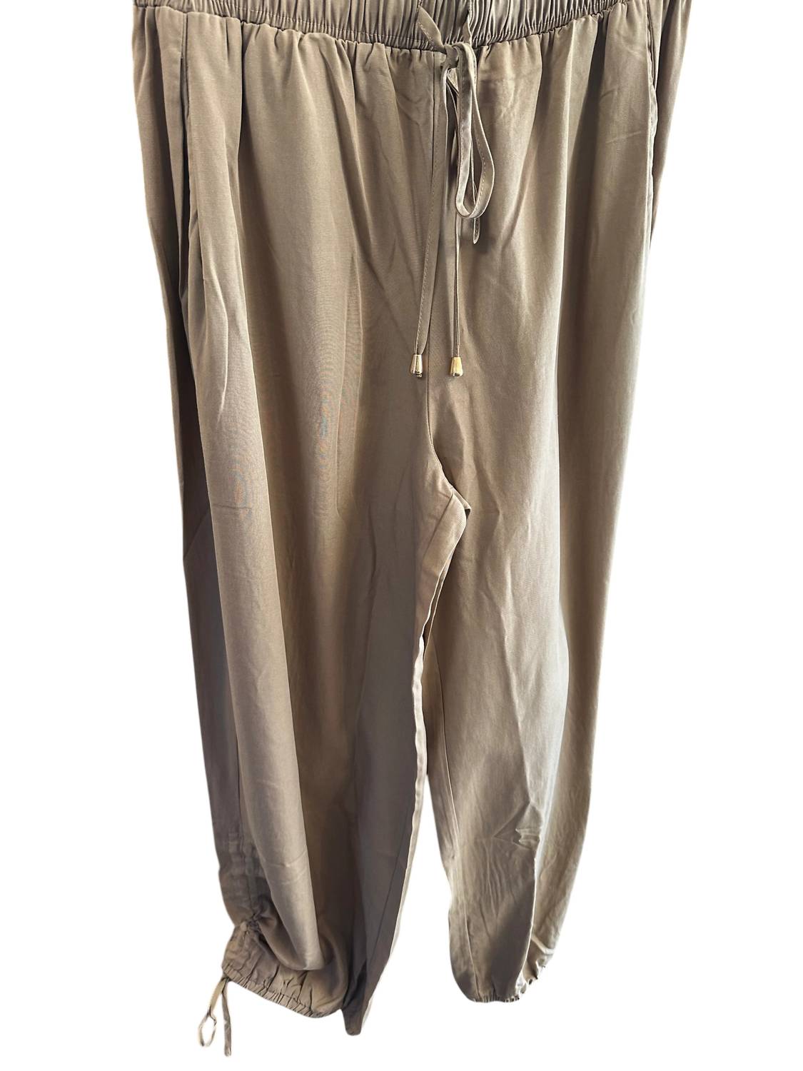 ALLIE ROSE Women's Adjustable Scrunch Jogger in beige - women's pants