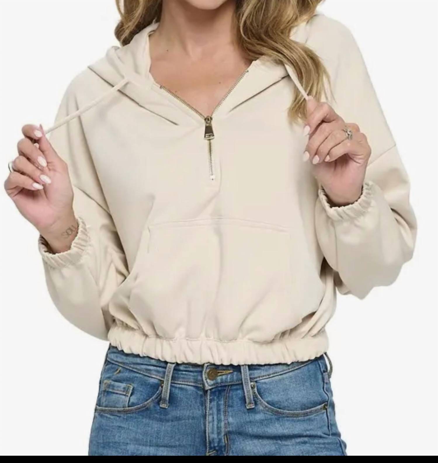 Ariella - cropped long sleeve hoodie with zipper