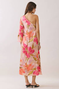Tcec - Floral Print One Shoulder Maxi Dress