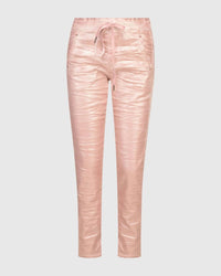 ALEMBIKA Iconic Stretch Jeans in metallic powder - women's jeans - detail view