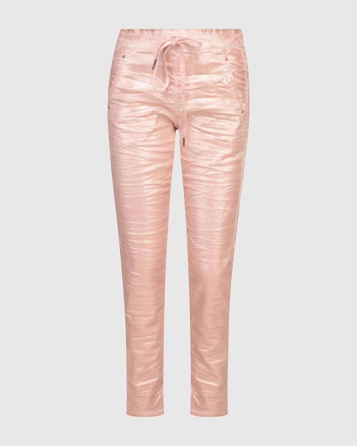 ALEMBIKA Iconic Stretch Jeans in metallic powder - women's jeans - detail view