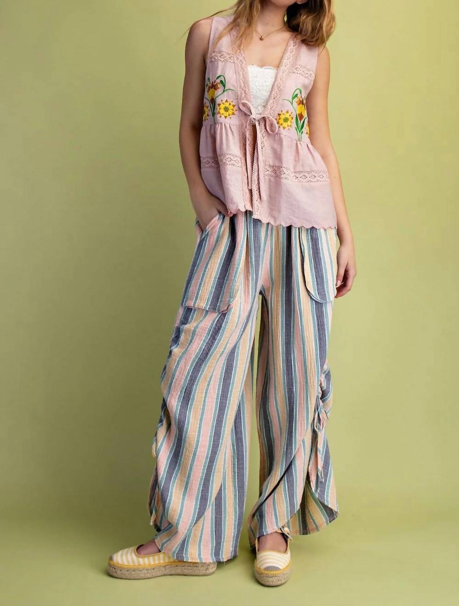 Easel - Striped Gauze Pants