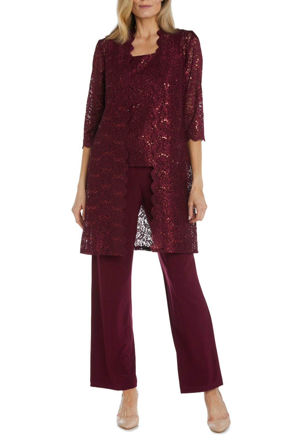 R&M Richards - Lace 3/4 Sleeve 3-piece Pants Set