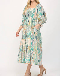 Fate - Flower Print Smocked Midi Dress