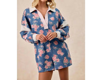 Bibi - Denim Romper With Contrast Collar