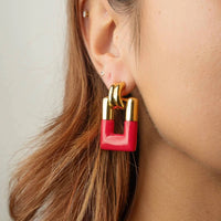 Gold & Honey - Women's Rectangle Door Knocker Earrings