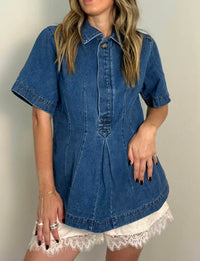 Entro - Denim Pintuck Top