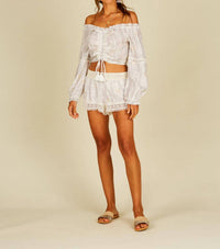 Crochet Tie Dye Off Shoulder Gold Star Crop Top