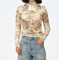Ganni - Velour Jersey Turtleneck Top