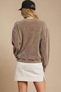 Umgee - Velour Crewneck Sweatshirt