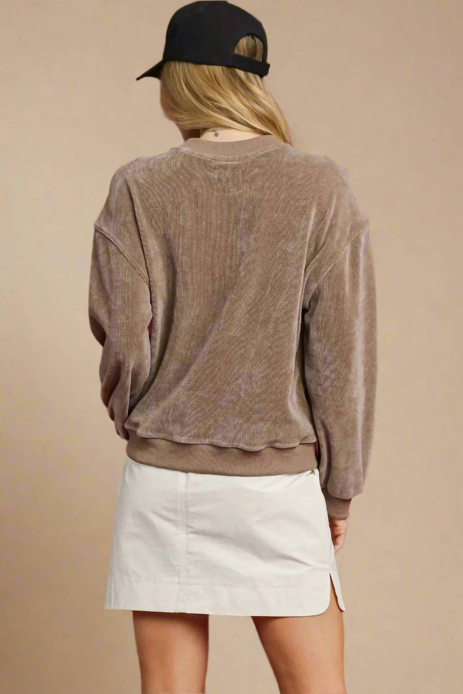 Umgee - Velour Crewneck Sweatshirt