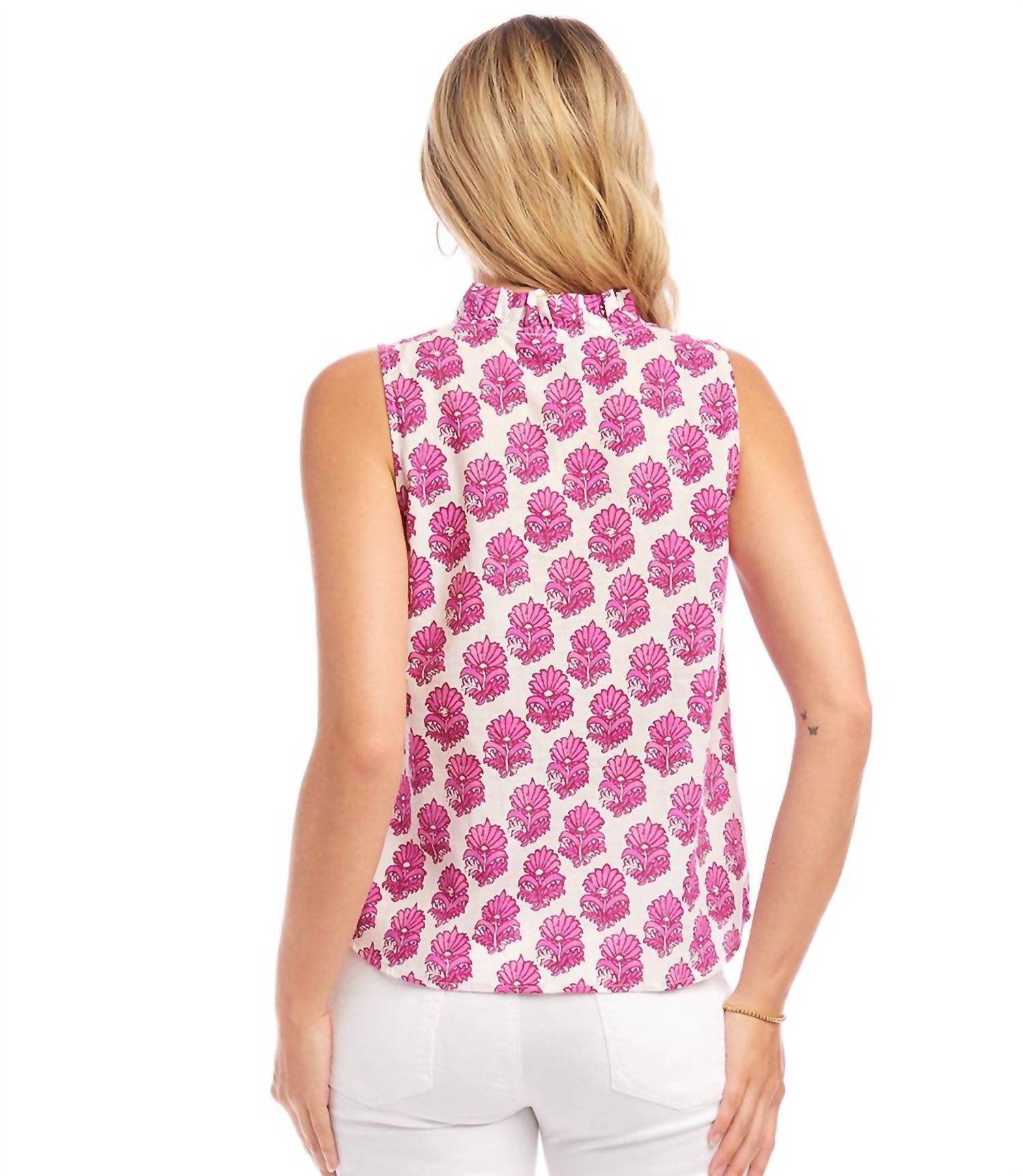 Karen Kane - Sleeveless Ruffle Trim Top