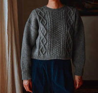 L'Envers Paola Cable Sweater in ash grey - women's sweater
