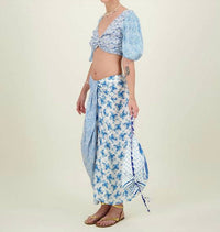 Me369 Sienna Puff Sleeve Top in blue - women's shirt - alternate view