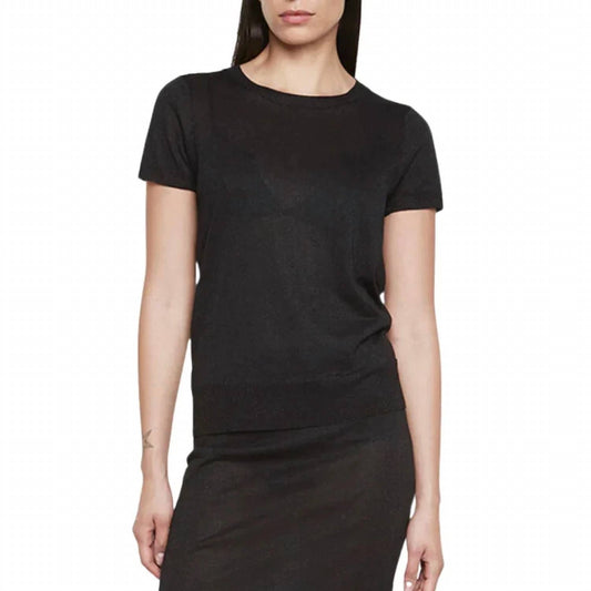 Enza Costa - Lame Knitted Short Sleeve Sweater