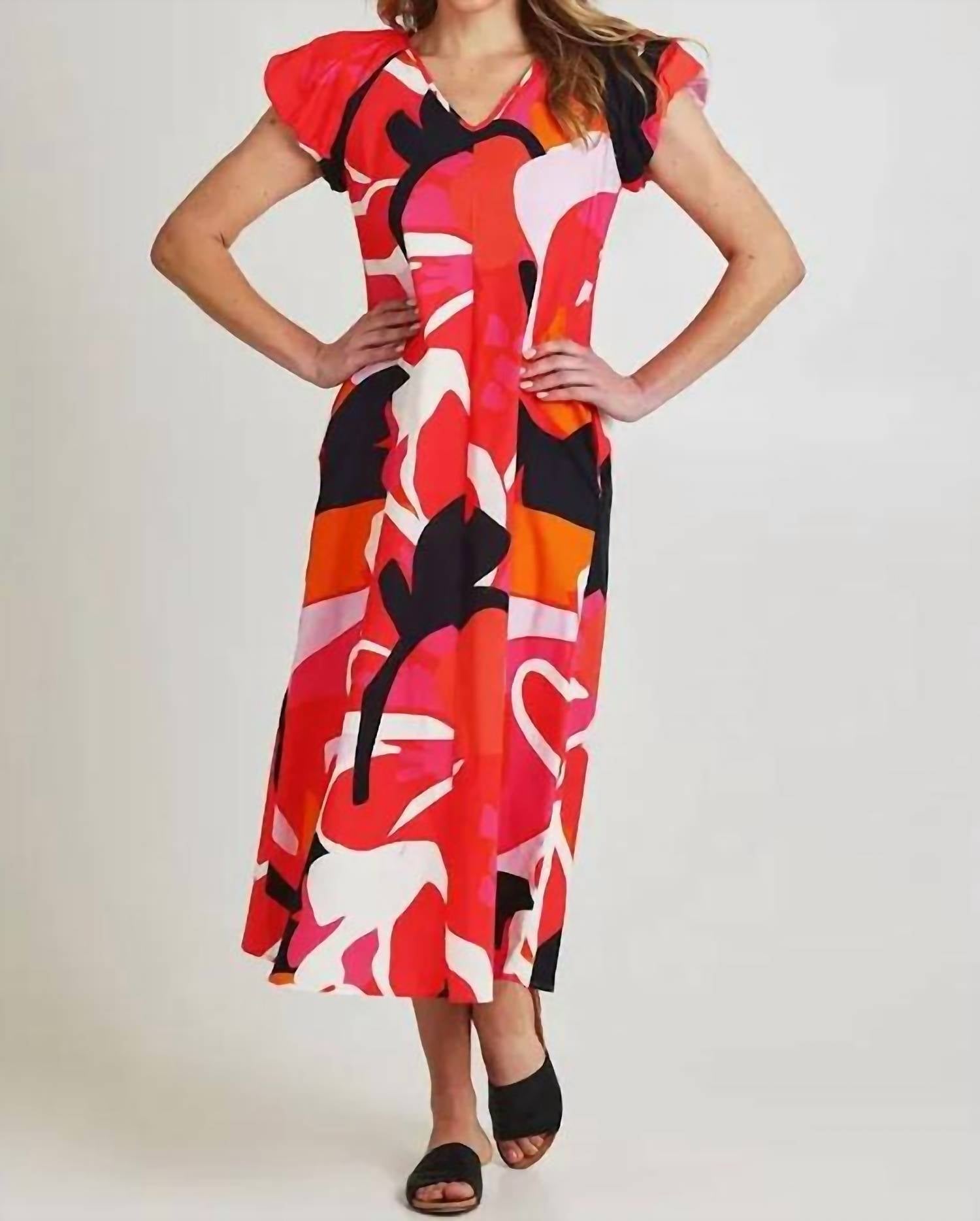 FOIL Dress Is More V-neck Dress in lush - women's dress