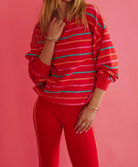 Beach Riot Devyn Oversized Sweatshirt in strawberry sunset stripe - women's top - view 5