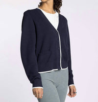 Thread & Supply Jessie Button Front Cardigan in charcoal blue hoc winter - women's cardigan - view 5