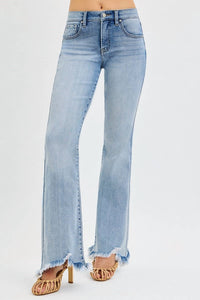 Risen - Tummy Control Mid Rise Flare Jean with Frayed Hem