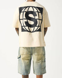 SERENEDE Four Corners Cotton T-shirt in butter yellow - men's t-shirt - view 4