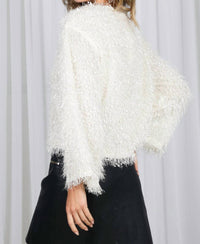 Vine & Love - Fashionable Long Bell Sleeve Fluffy Fuzzy Blouse Top