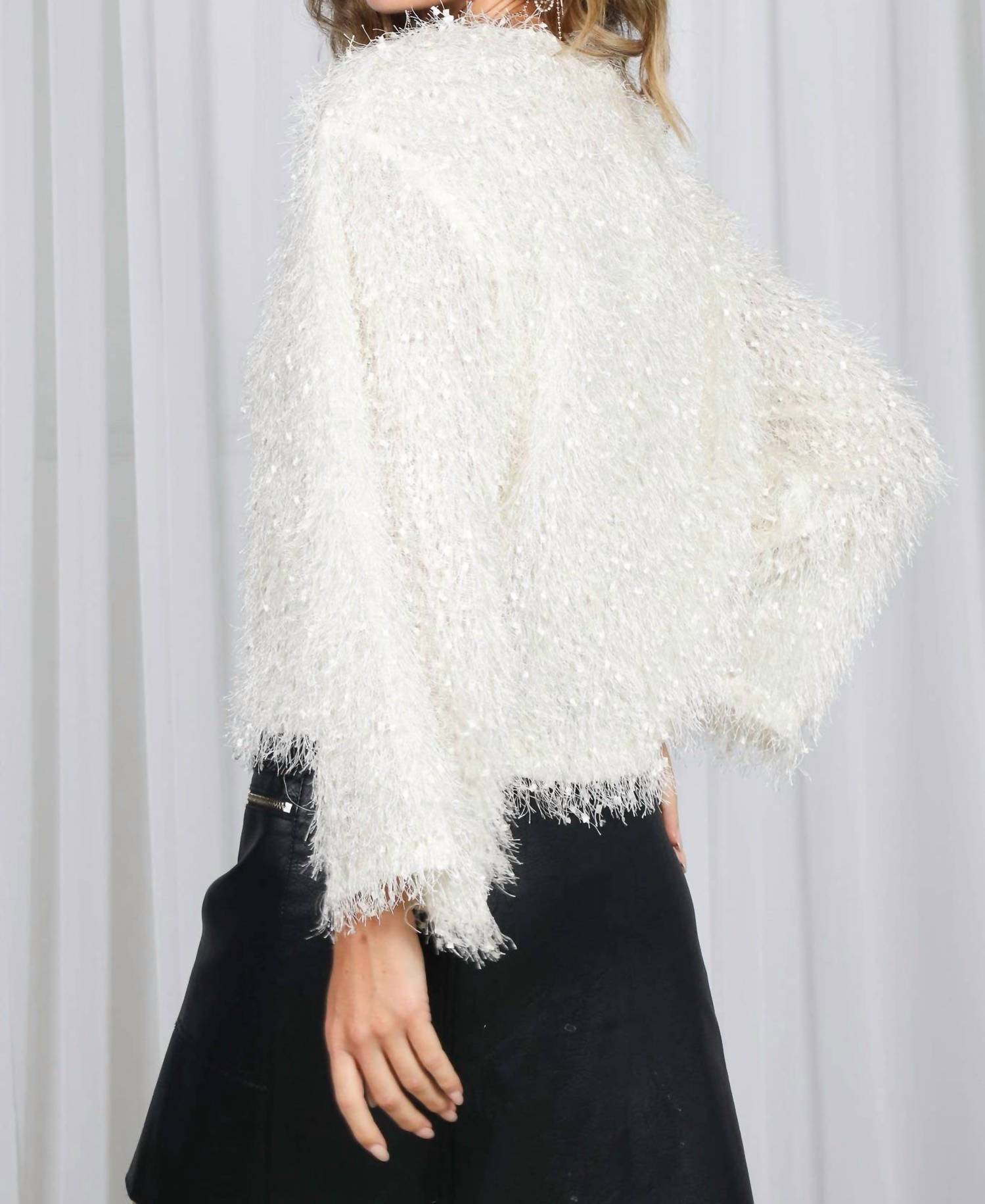 Vine & Love - Fashionable Long Bell Sleeve Fluffy Fuzzy Blouse Top