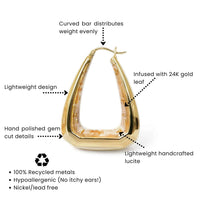 Gold & Honey - Women's Triangle Gem Cut Hoop Earrings
