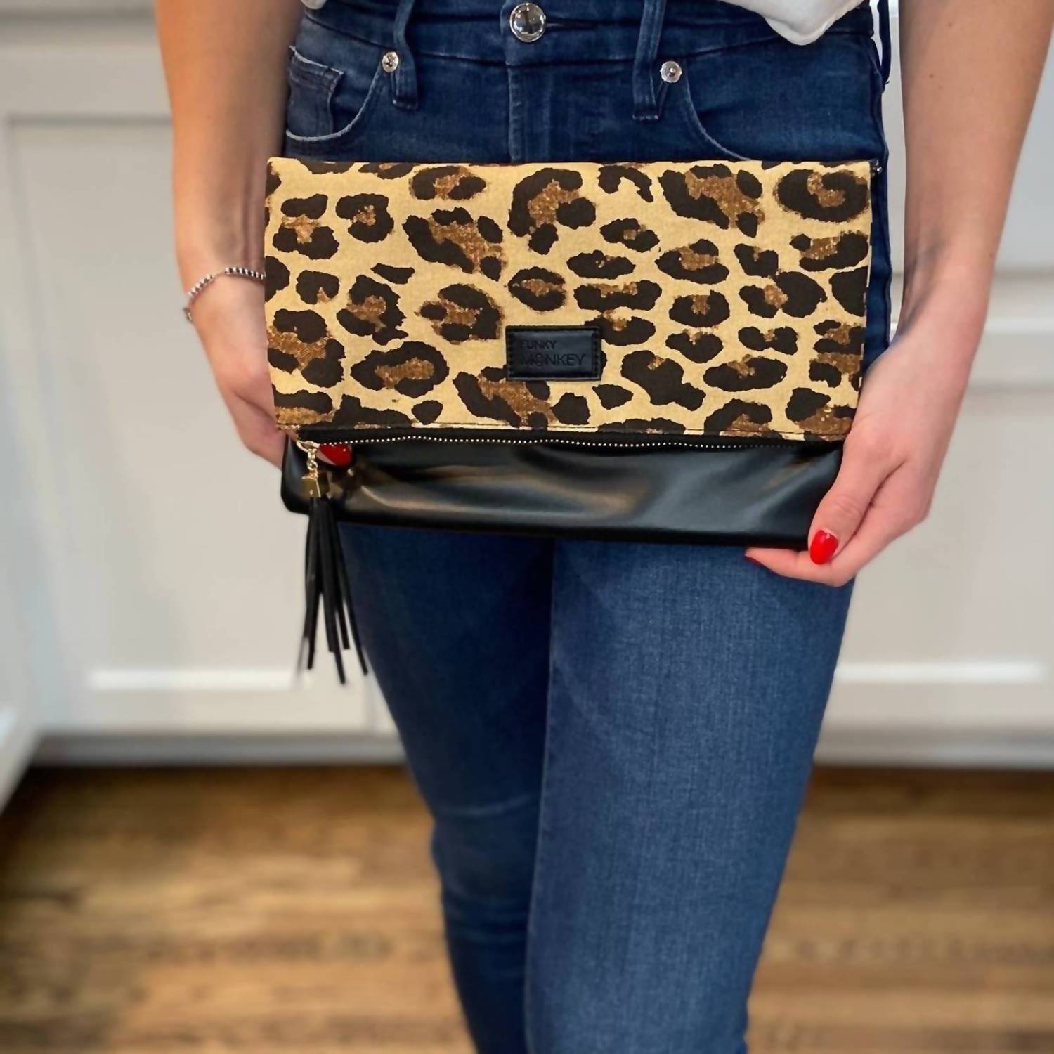 FUNKY MONKEY Fold-over Clutch With Lining in leopard - women's bag - view 4
