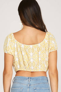 She + Sky - Puff Sleeve Crop Top