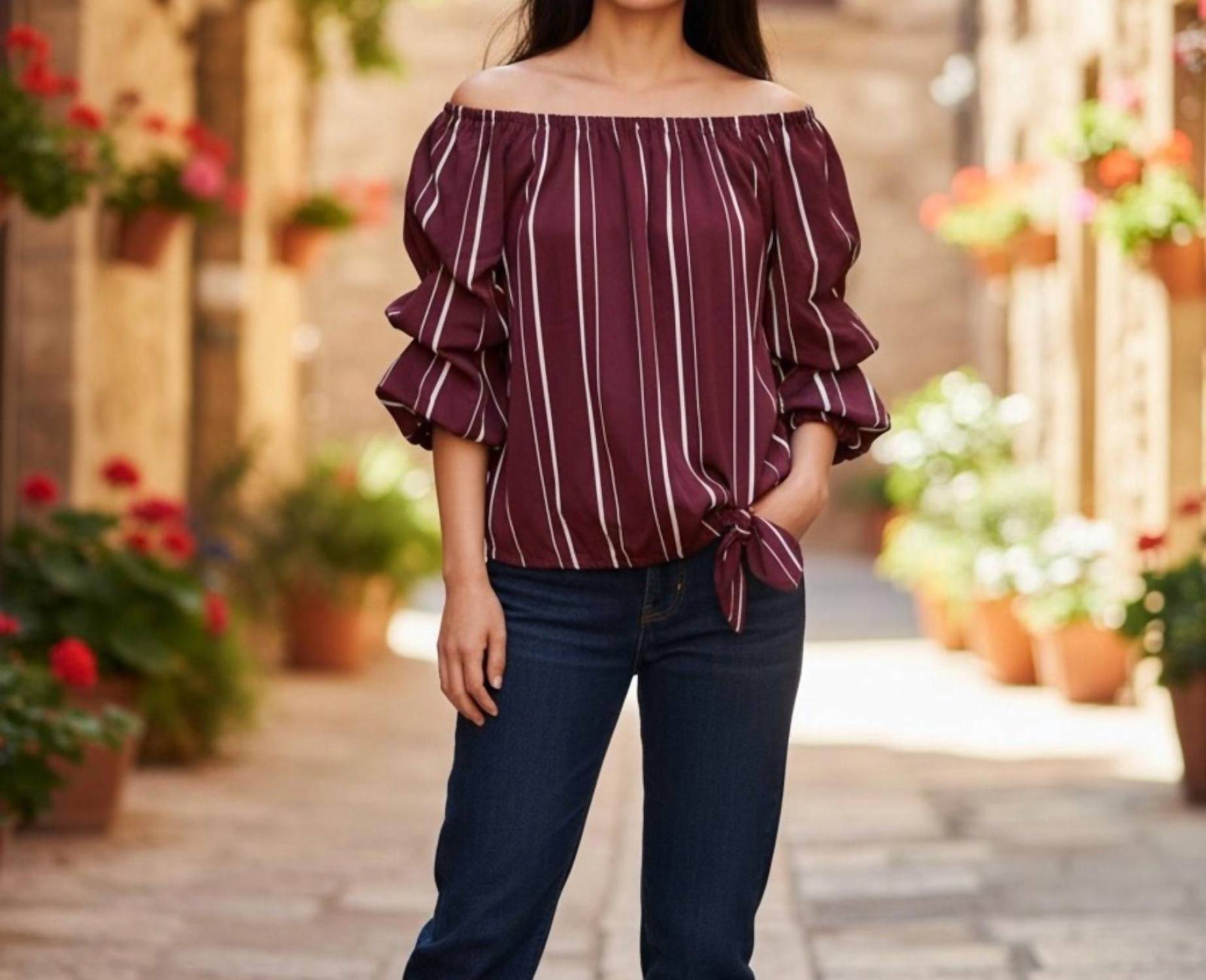 Vince Camuto - Striped Off-shoulder Blouse