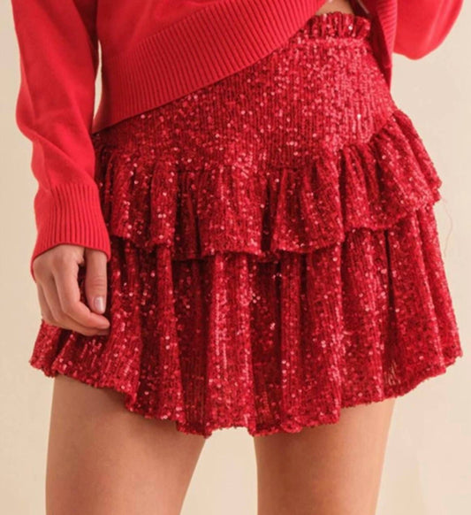 Mainstrip - Coco Sequin Ruffle Mini Skort
