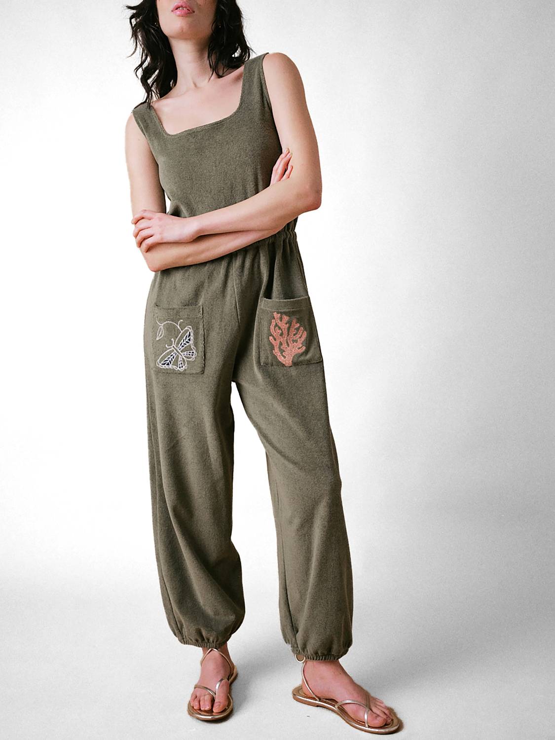 Cape Cove - Sleeveless Towelling Terry Jumpsuit