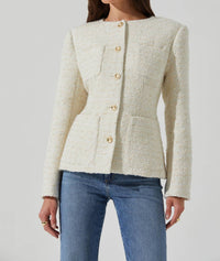 Astr - Sarae Collarless Tweed Jacket
