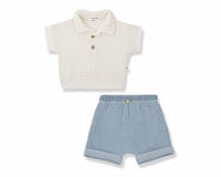 One More In The Family - Boy's Guido Top And Angelo Denim Shorts Set
