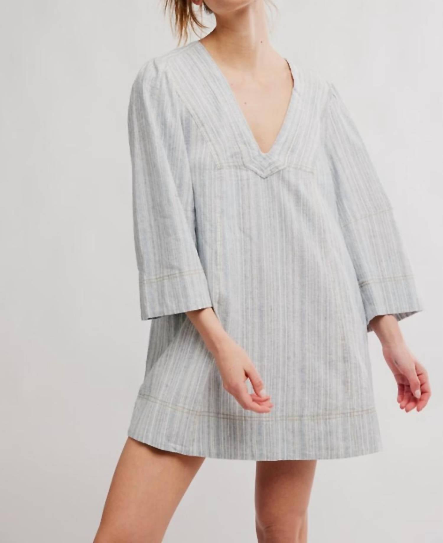 Free People Goldie Balloon Sleeve Dress in indigo combo - women's dress