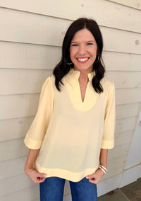 Jodifl - 3/4 Sleeves Crinkled Solid Top