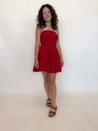 Zenana - Tube Top Flare Mini Dress