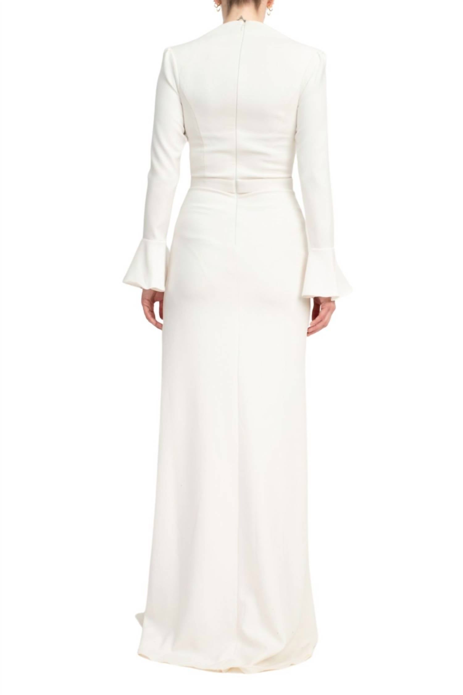 Jovani - Crepe Side Slit Column Silhouette Gown
