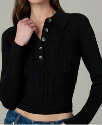 Joe's Jeans Lisa Polo Sweater in black - women's sweater - view 4