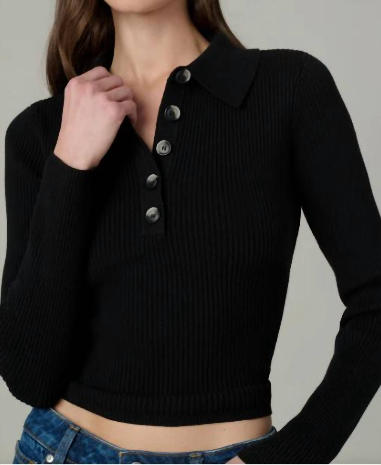 Joe's Jeans Lisa Polo Sweater in black - women's sweater - view 4