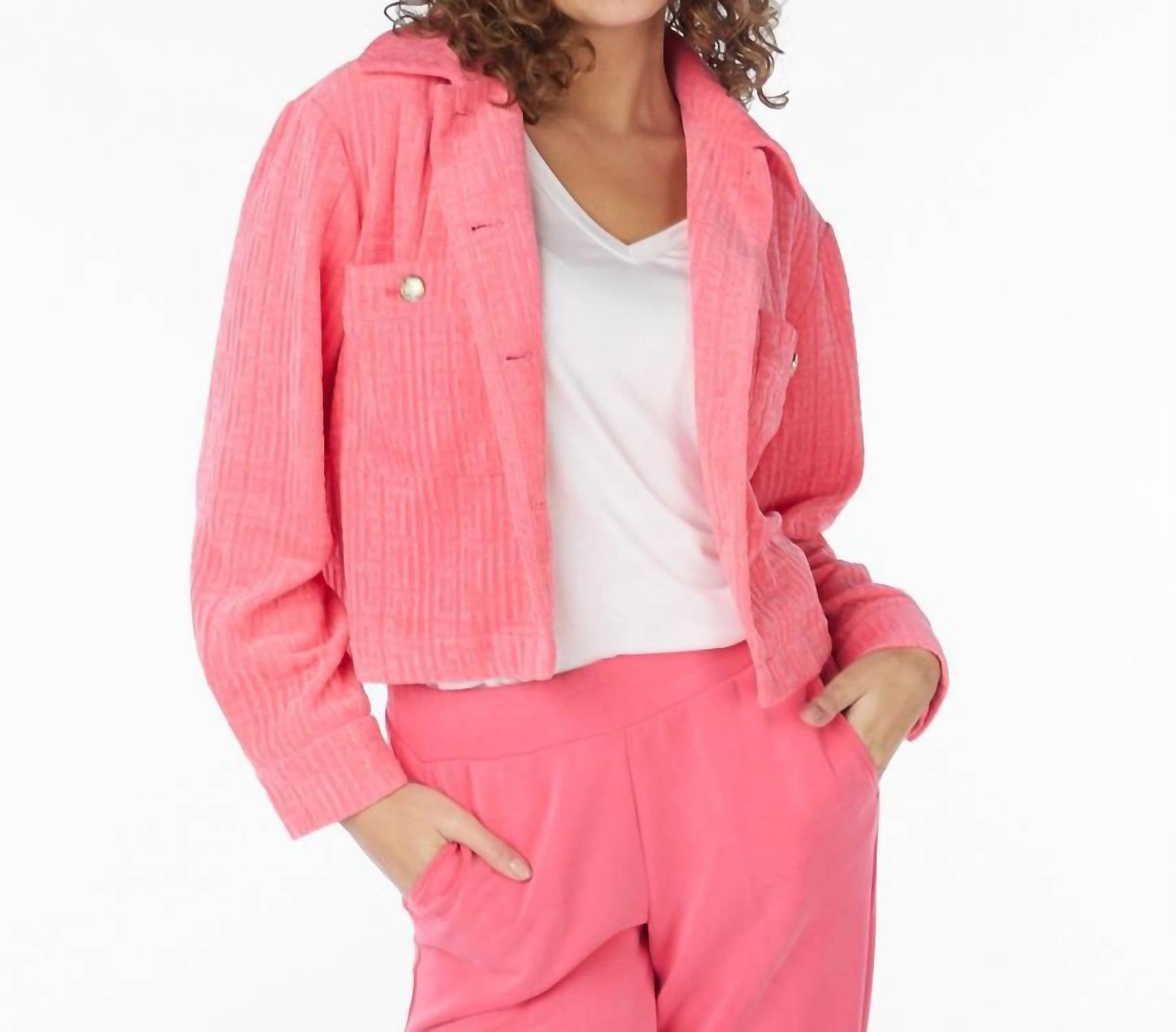 ESQUALO Juna Fancy Graphic Jacket in strawberry - women's jacket