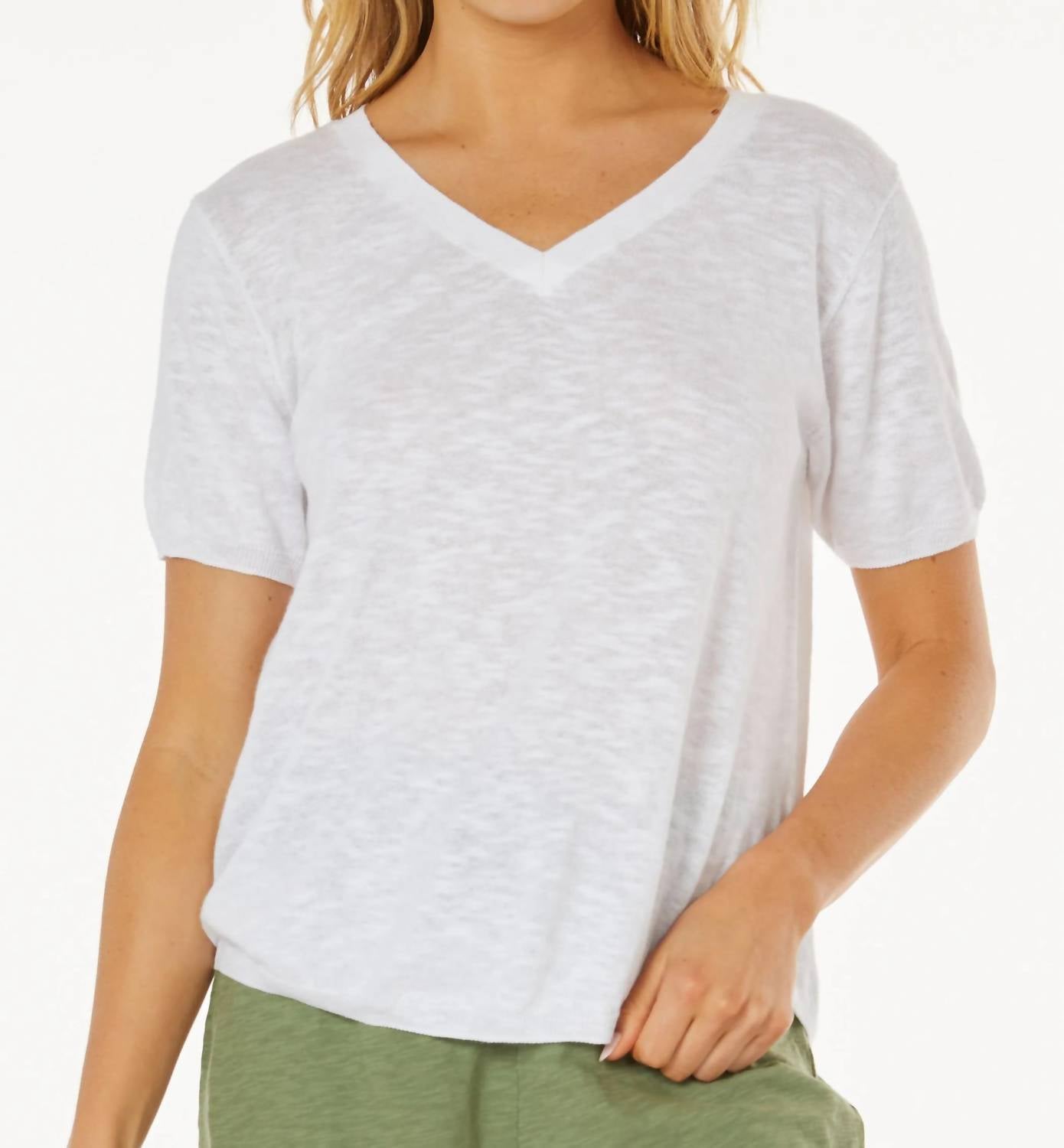 Mododoc - short sleeve v-neck summer sweater