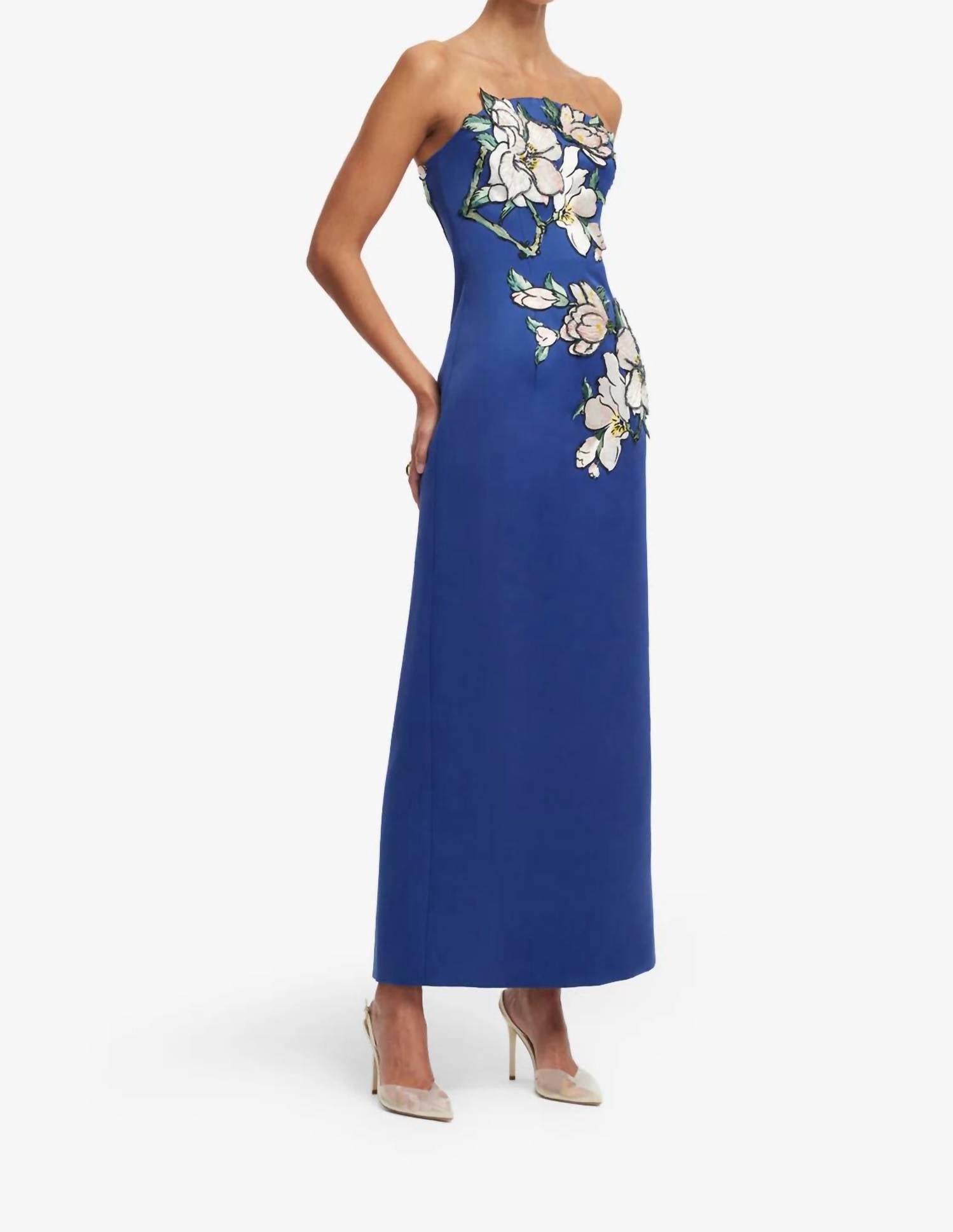 Leo Lin - Ava Applique Floral Bustier Maxi Dress