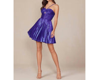 Nox Anabel - Landry Metallic Halter Homecoming Dress